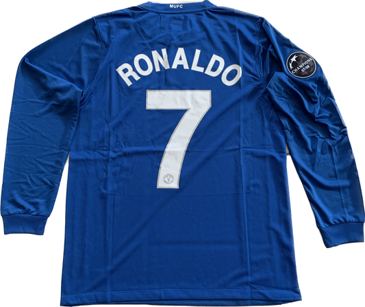 Manchester United Blue Vintage Cristiano Ronaldo 2008/2009 UCL Final Long Sleeve Soccer Jersey UEFA Champions League
