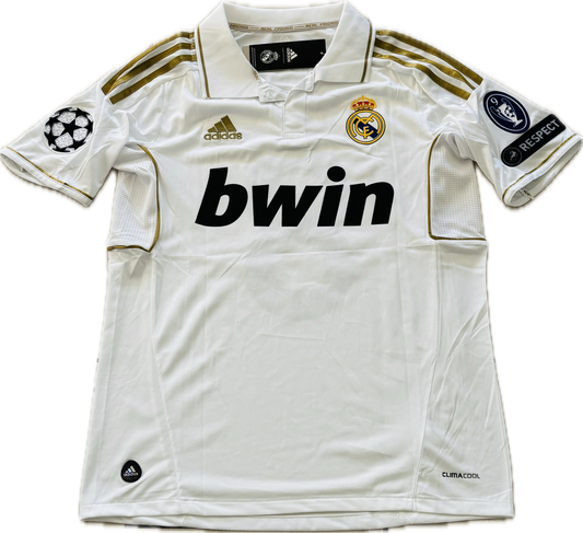 Cristiano Ronaldo #7 2011/12 Real Madrid GOLD MENS White short sleeve UCL champions league jersey