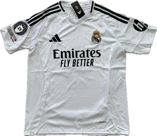 Kylian Mbappe #9 Real Madrid 2023/24 Home Jersey 15 champions league White UCL MENS champions league Soccer jersey