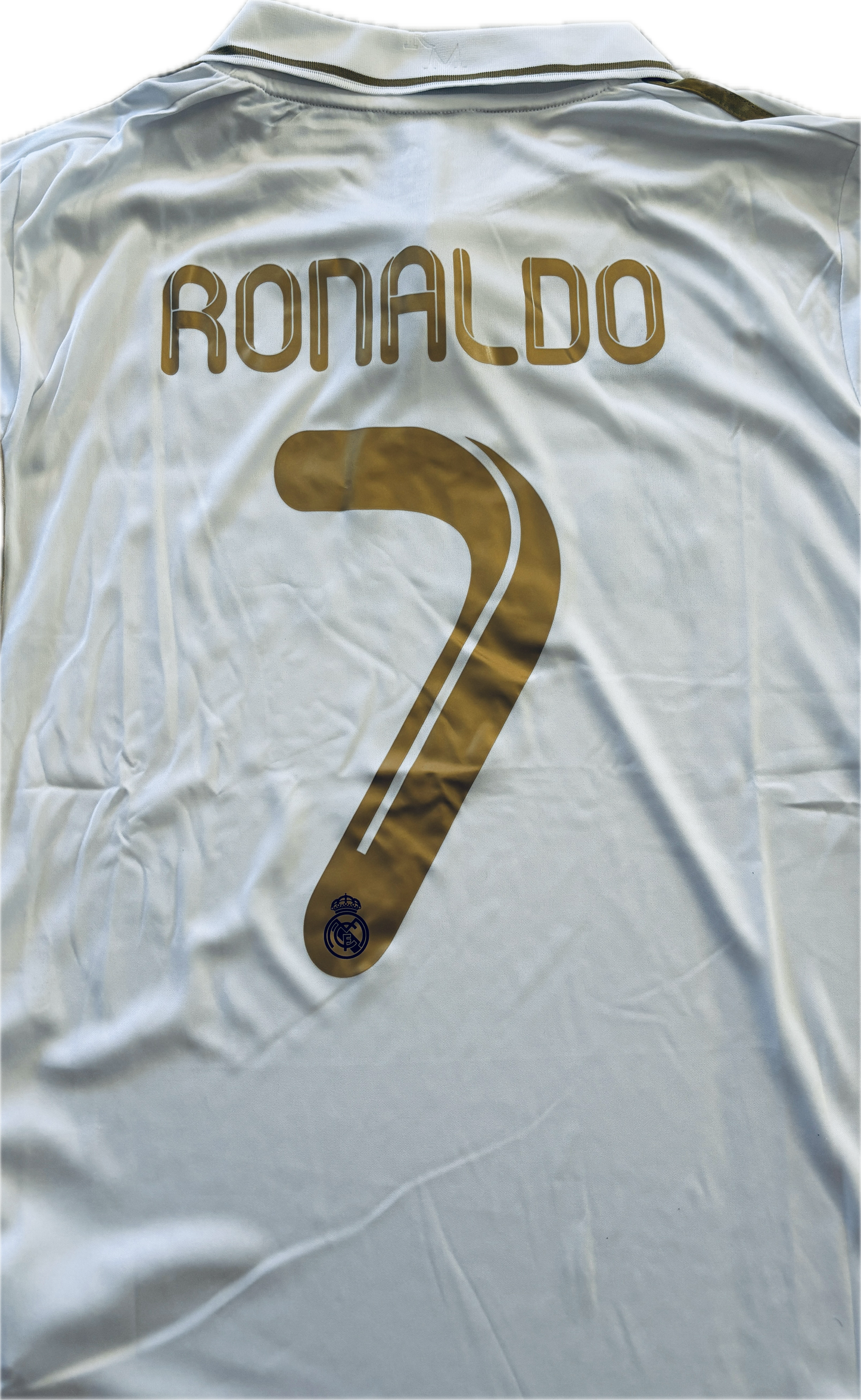 Cristiano Ronaldo #7 2011-12 Real Madrid GOLD MENS Long Sleeve White UCL champions league jersey