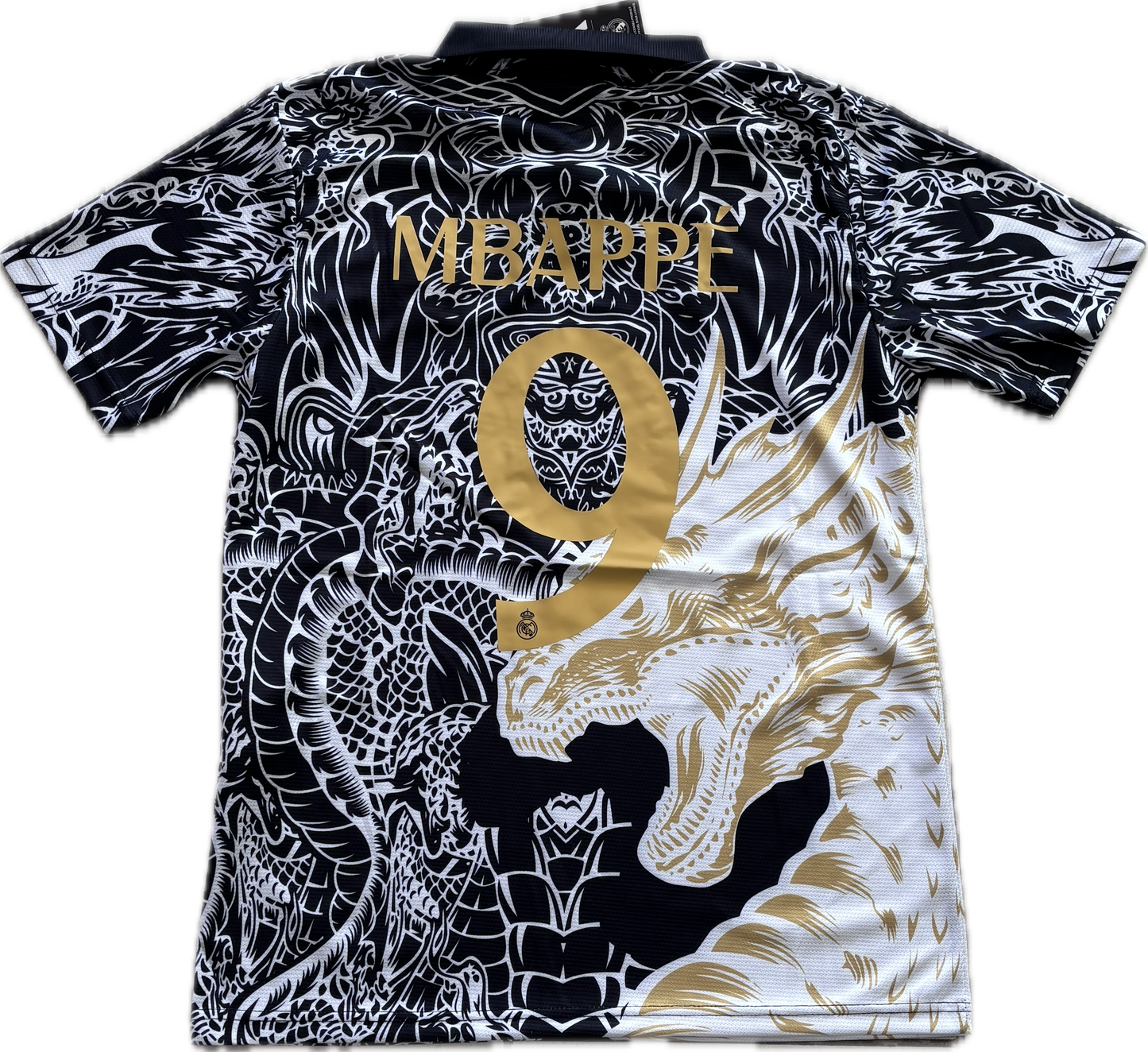 Kylian Mbappe Madrid  Home Jersey Gold Dragon champions league Soccer