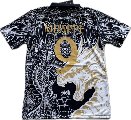 Kylian Mbappe Madrid  Home Jersey Gold Dragon champions league Soccer