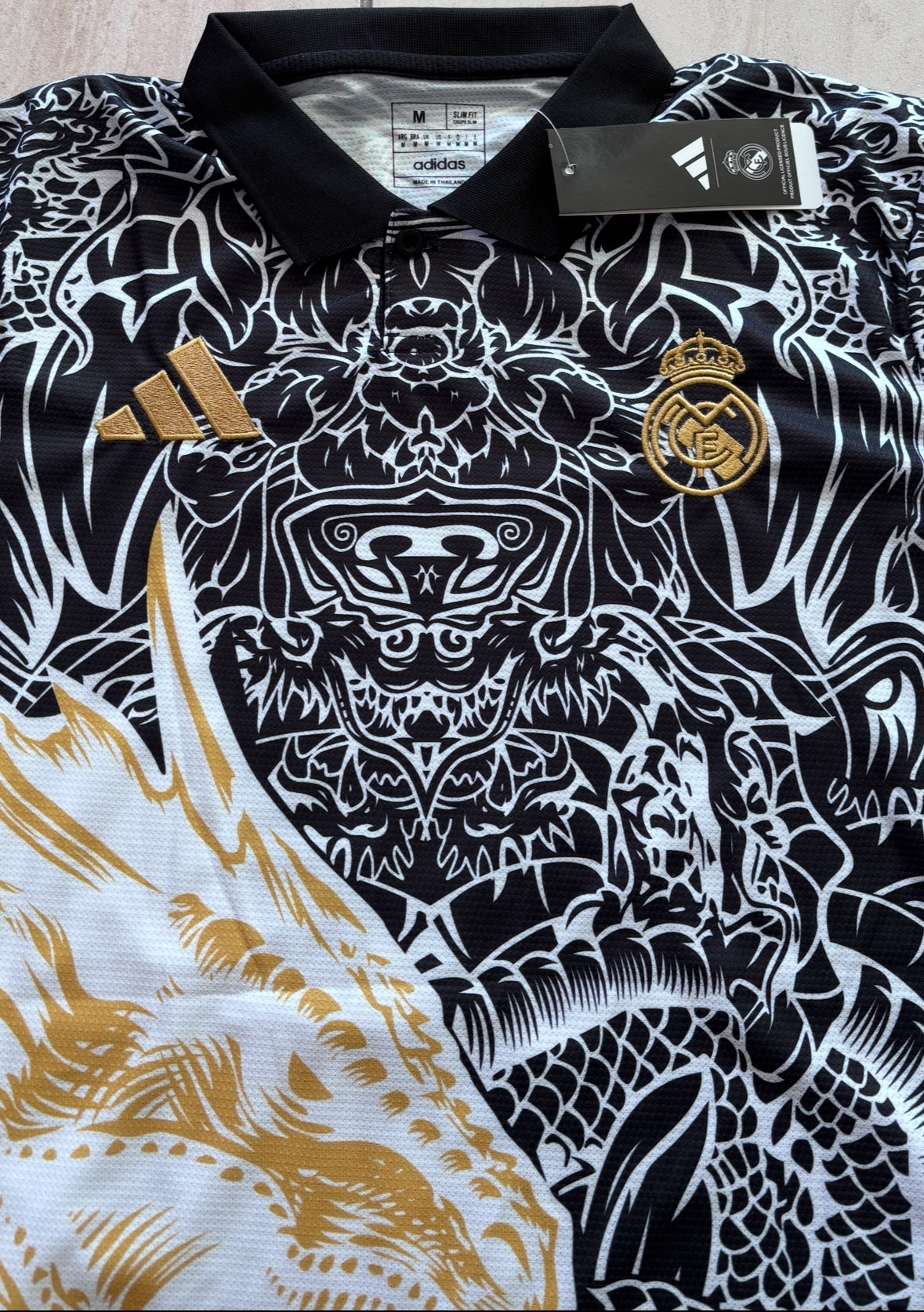 Kylian Mbappe Madrid  Home Jersey Gold Dragon champions league Soccer