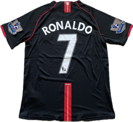 Manchester United 2007/2008 Cristiano Ronaldo Soccer Jersey Away Champions League MENS Black