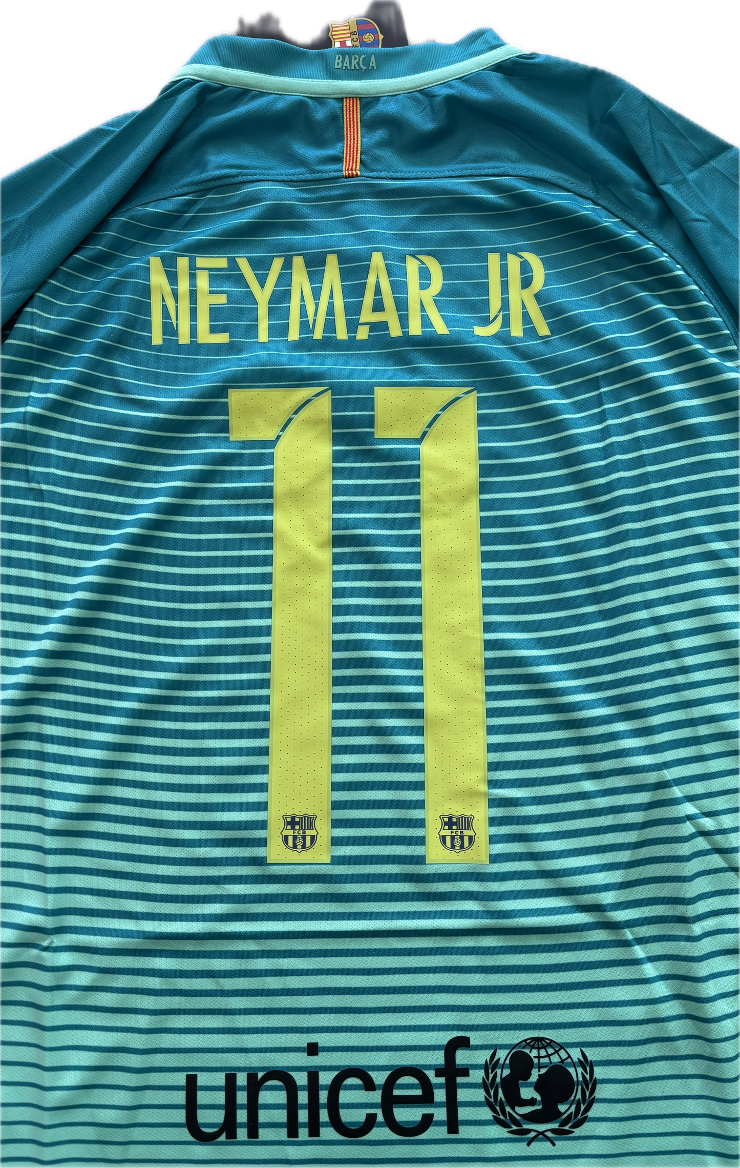 Neymar JR #11 FC Barcelona 2016/2017 Champions League Football Soccer Third Jersey MENS