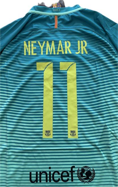 Neymar JR #11 FC Barcelona 2016/2017 Champions League Football Soccer Third Jersey MENS