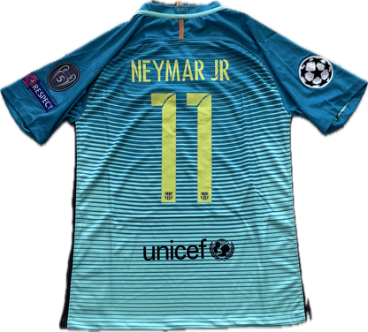 Neymar JR #11 FC Barcelona 2016/2017 Champions League Football Soccer Third Jersey MENS
