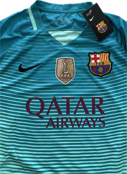 Neymar JR #11 FC Barcelona 2016/2017 Champions League Football Soccer Third Jersey MENS