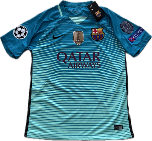 Neymar JR #11 FC Barcelona 2016/2017 Champions League Football Soccer Third Jersey MENS