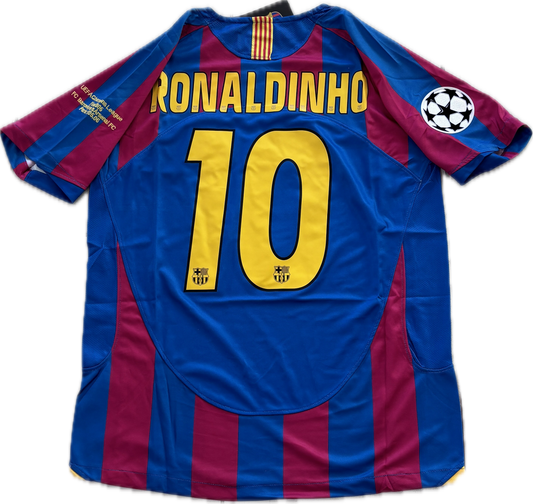 Ronaldinho 10 Jersey FC Barcelona Nike 2006 Retro Football Soccer Jersey Football Champions League Final Paris