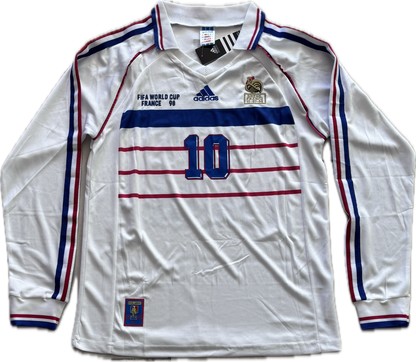 Zinedine Zidane #10 France 1998 World Cup Final Away Jersey - Long Sleeve