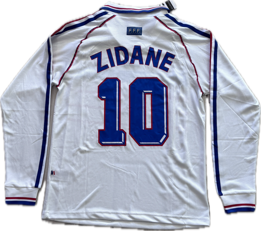 Zinedine Zidane #10 Adidas France 1998 World Cup Final Away Jersey - Long Sleeve