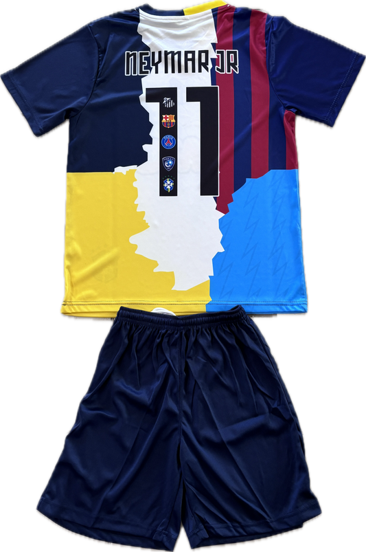 Neymar JR #11 Youth Kids Soccer Jersey Kit - Brazil, Barcelona, PSG, Santos, Alhilal