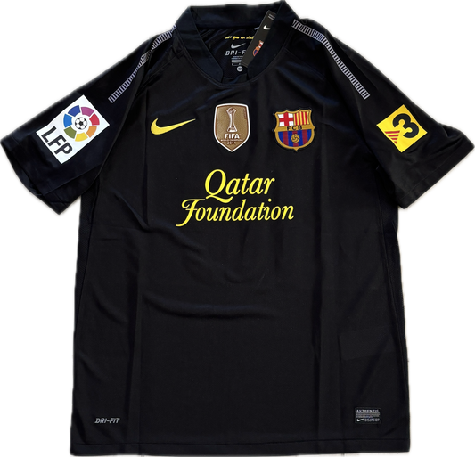 Lionel Messi #10 FC Barcelona  2011-12 Away Jersey Black World Champions Patch LFP