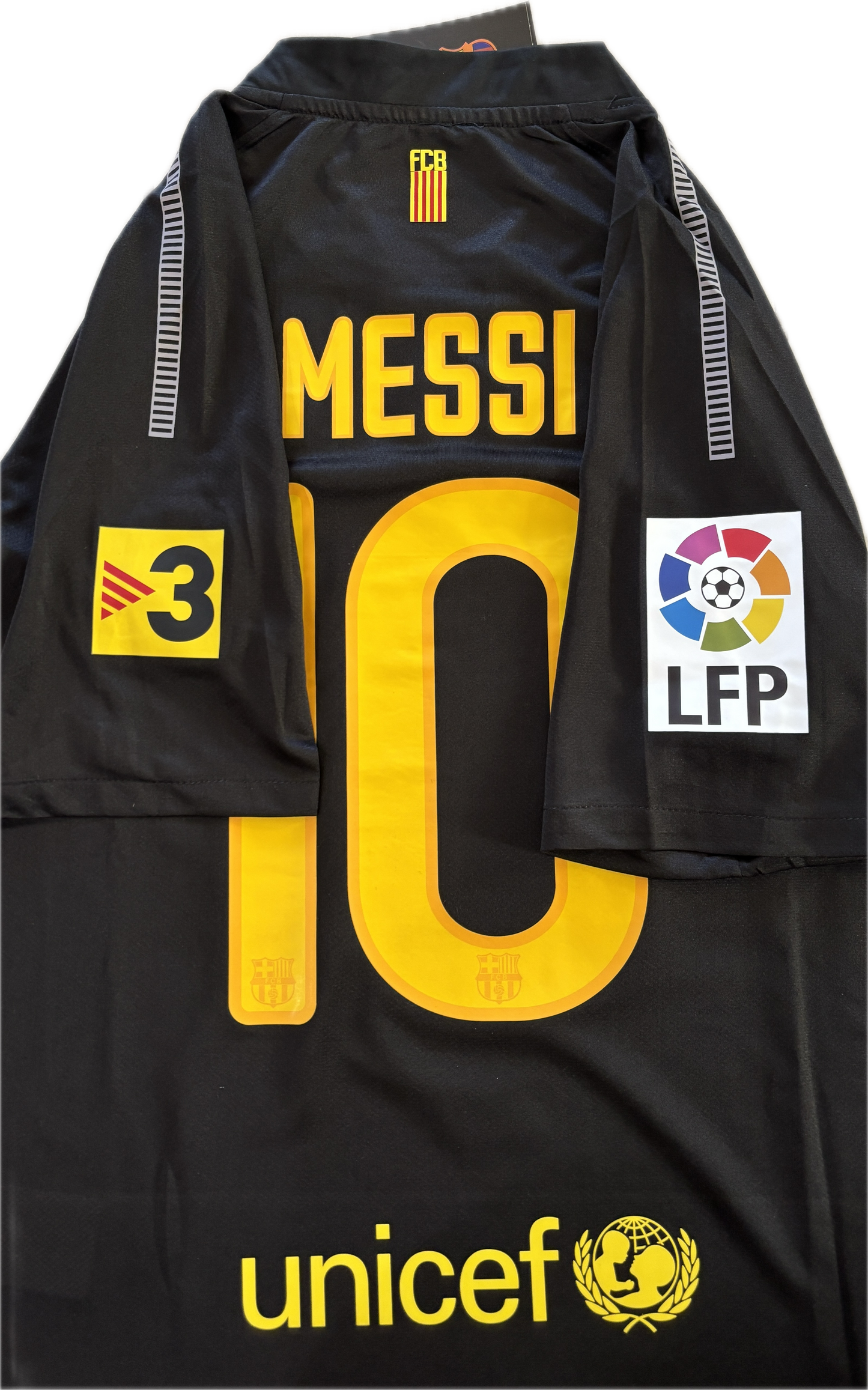 Lionel Messi #10 FC Barcelona Nike 2011-12 Away Jersey Black World Champions Patch LFP