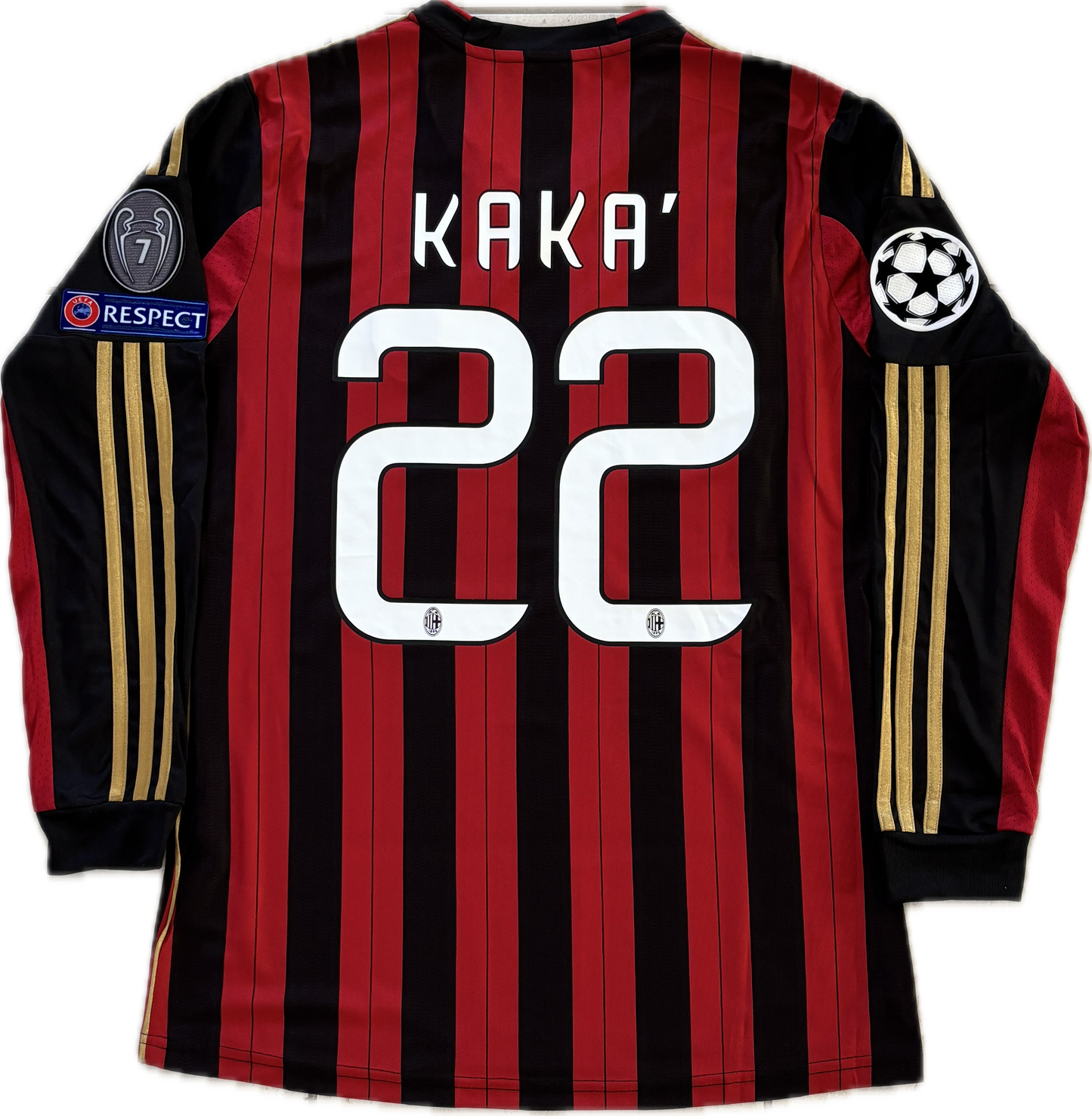 Kaká #22 AC Milan 2013-14 Champions League Home Jersey Long Sleeve