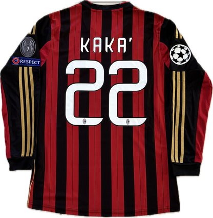 Kaká #22 AC Milan 2013-14 Champions League Home Jersey Long Sleeve