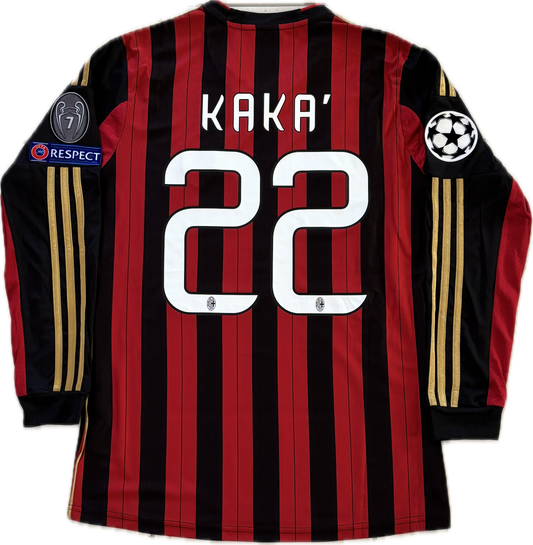 Kaká #22 AC Milan 2013-14 Champions League Home Jersey - Adidas Long Sleeve