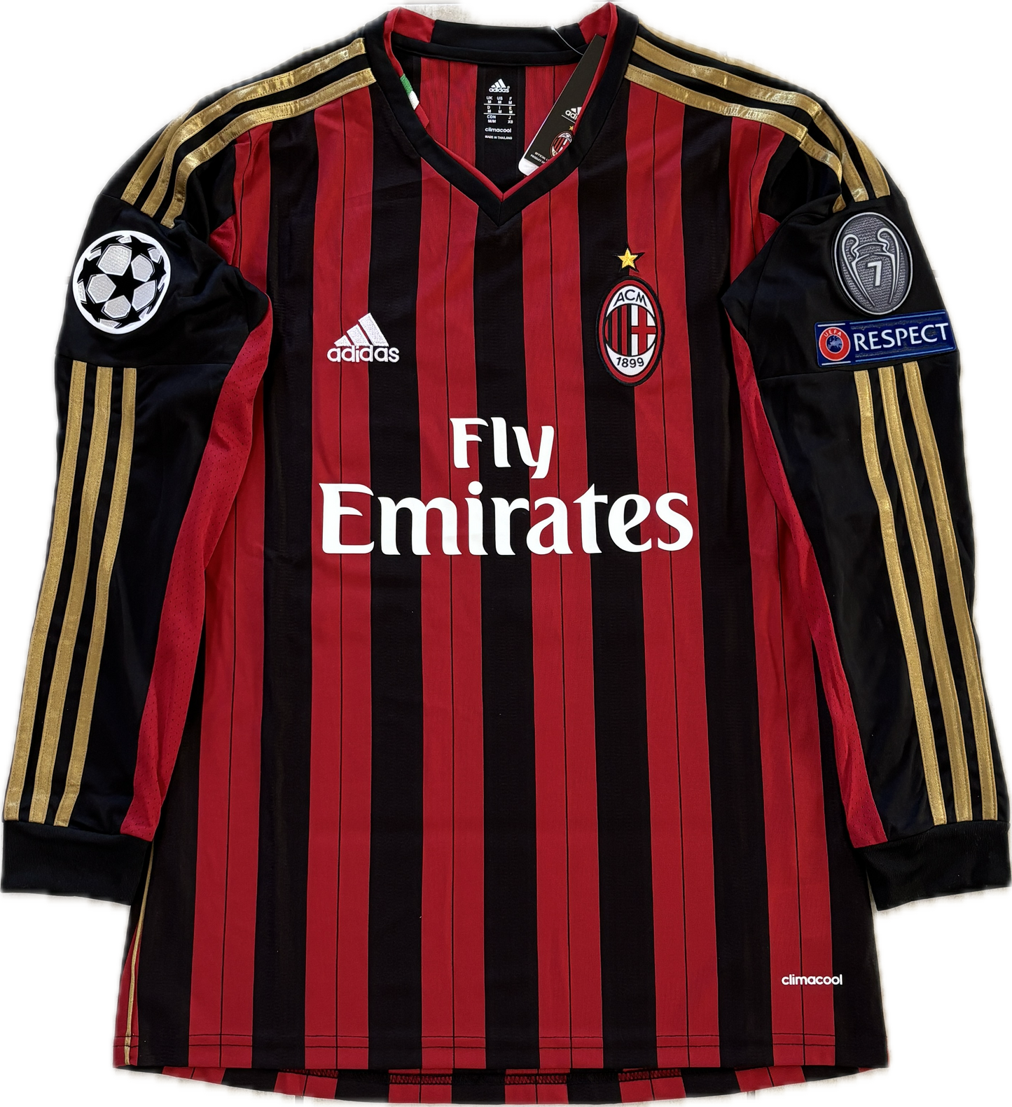 Kaká #22 AC Milan 2013-14 Champions League Home Jersey Long Sleeve