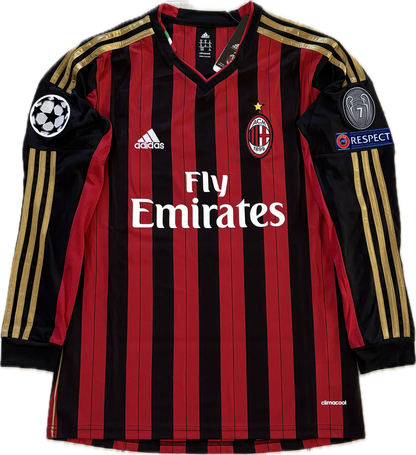 Kaká #22 AC Milan 2013-14 Champions League Home Jersey Long Sleeve