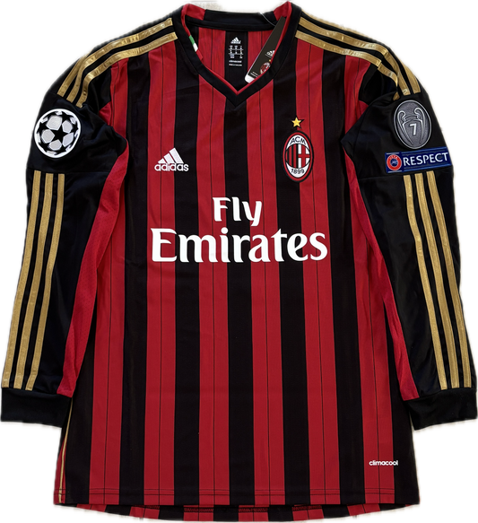Kaká #22 AC Milan 2013-14 Champions League Home Jersey Long Sleeve