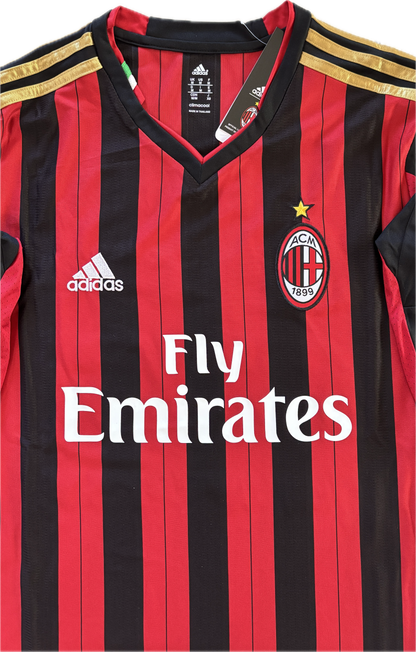 Kaká #22 AC Milan 2013-14 Champions League Home Jersey Long Sleeve