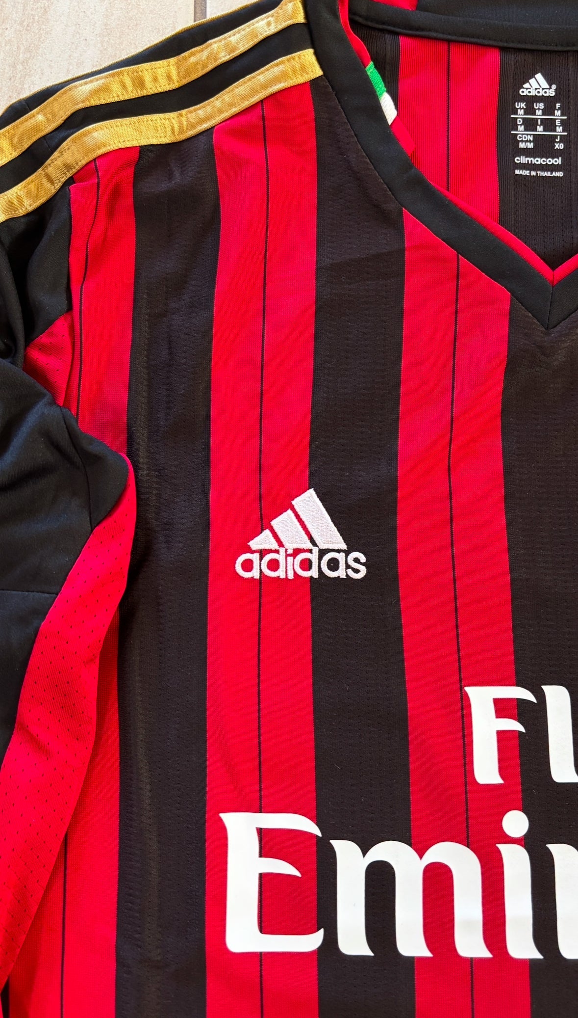 Kaká #22 AC Milan 2013-14 Champions League Home Jersey Long Sleeve