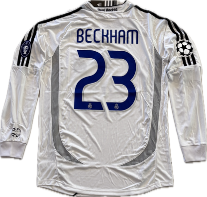 David Beckham #23 Real Madrid 2006-07 Long Sleeve Home Jersey - Final Season Champions League