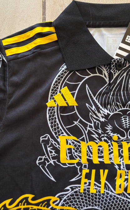 Ronaldo #7 Real Madrid "Dragon" Kids Youth Kit (Jersey + Shorts) - Adidas Champions Gold Black CR