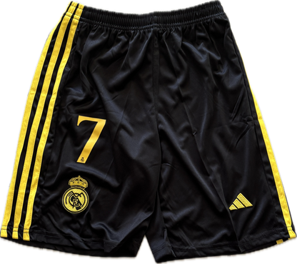 Ronaldo #7 Real Madrid "Dragon" Kids Youth Kit (Jersey + Shorts) - Adidas Champions Gold Black CR