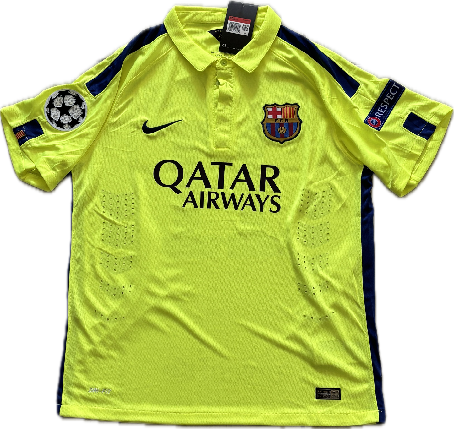 Neymar Jr #11 Nike Barcelona 2015-16 Away Jersey - Champions League & World Champions Patch