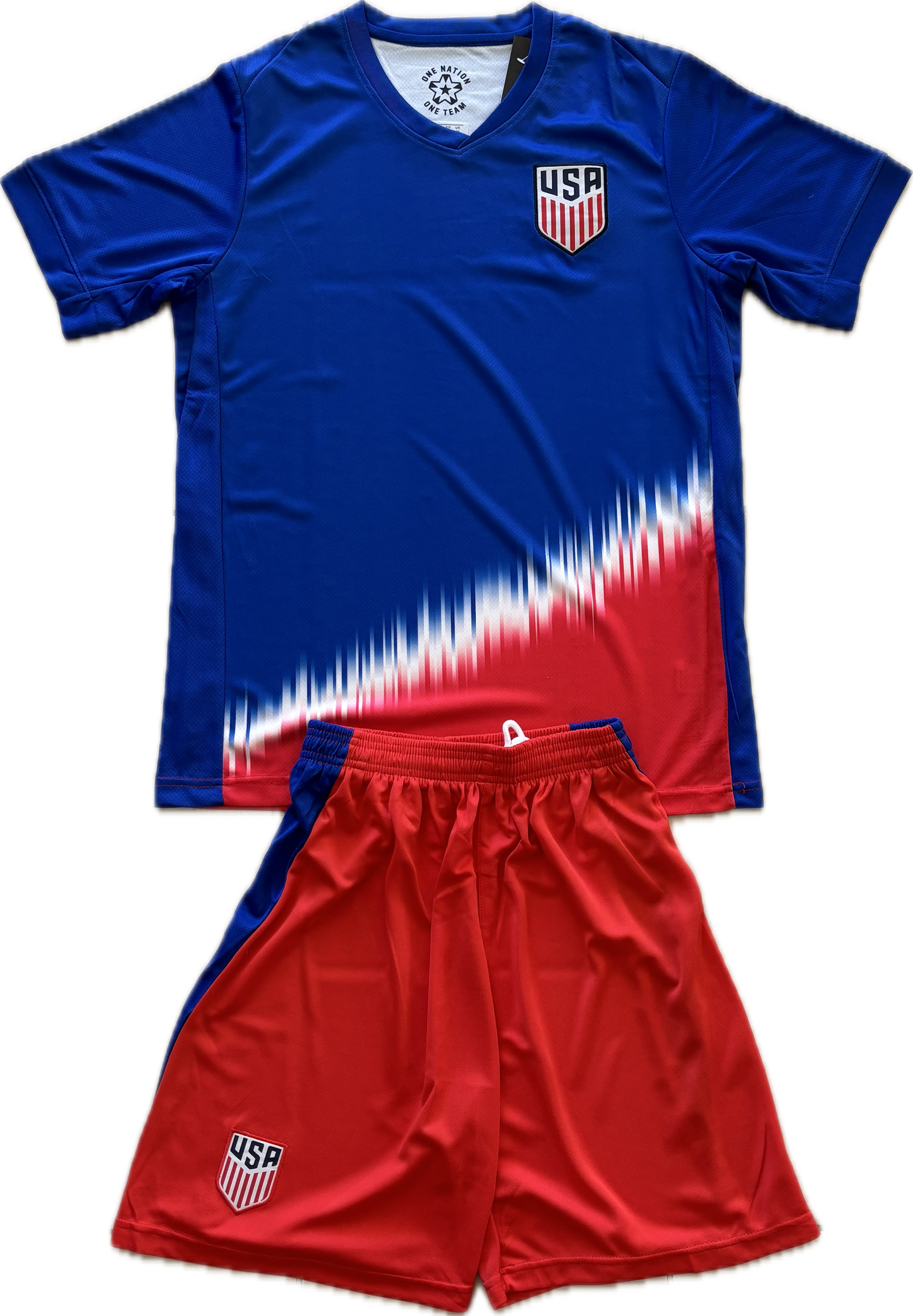 USMNT USA Men's Soccer Jersey and Shorts Set - Blue & Red Graphic Kit