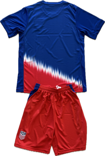 USMNT USA Men's Soccer Jersey and Shorts Set - Blue & Red Graphic Kit