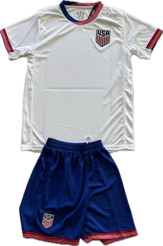USMNT USA Men's Soccer Jersey and Shorts Set - Blue White Classic