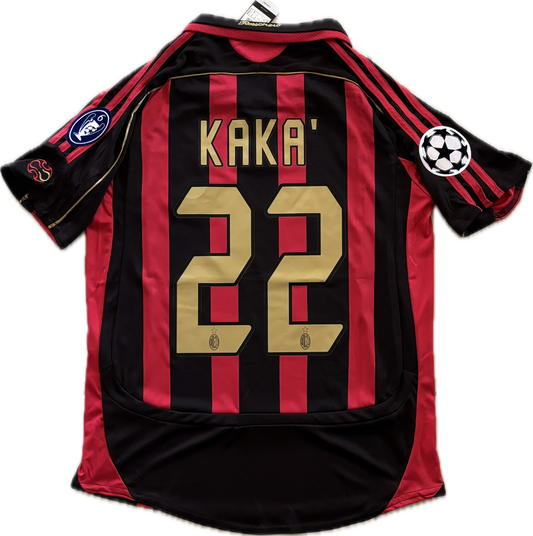 Kaka Jersey AC Milan 06-07 Retro Football Soccer Jersey Football Champions League Red Black UCL MENS