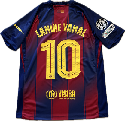 Lamine Yamal #10 FC Barcelona Nike 2025 2026 Home Jersey - Champions League 5 Ballstar MENS