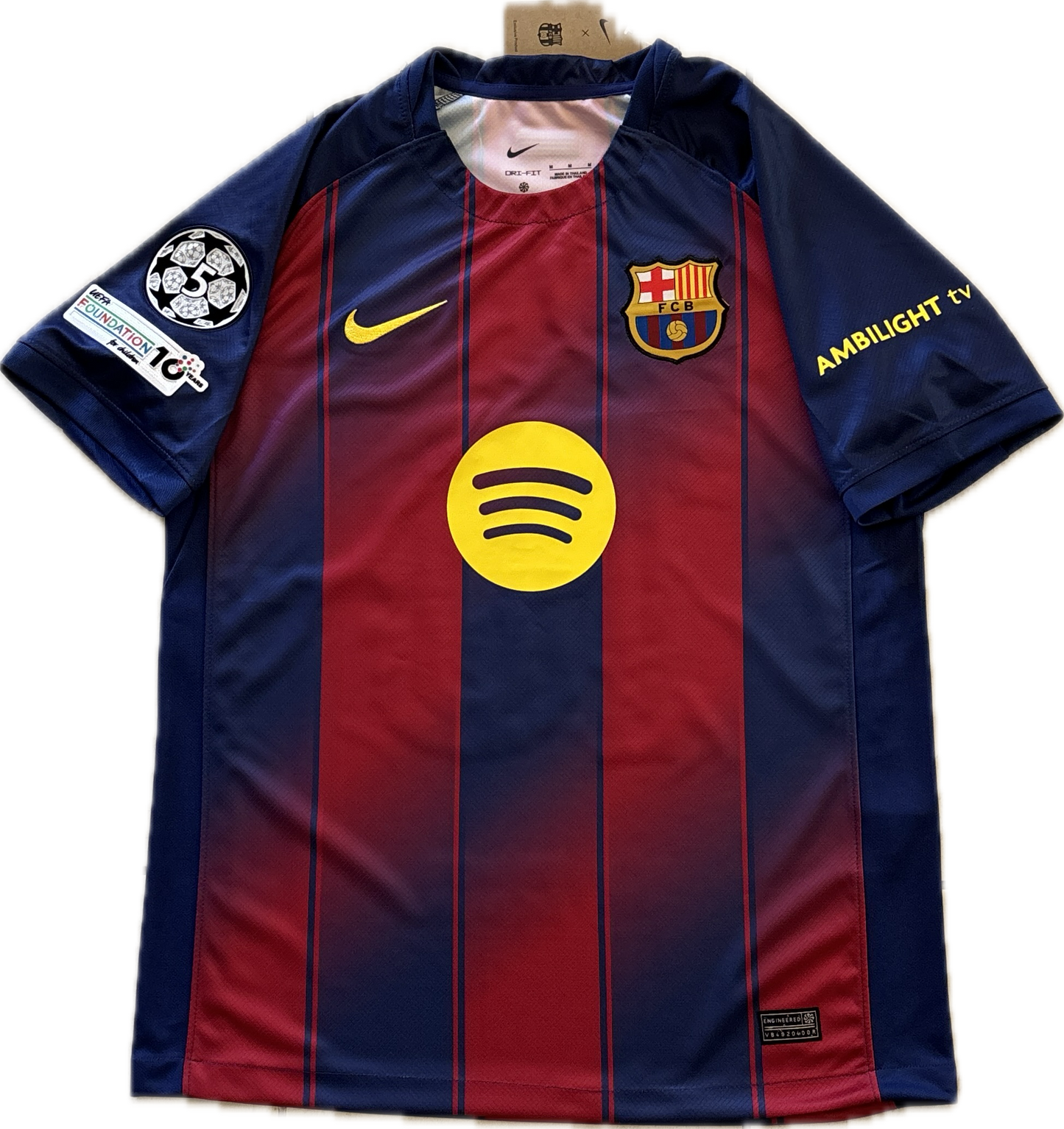Lamine Yamal #10 FC Barcelona Nike 2025 2026 Home Jersey - Champions League 5 Ballstar MENS