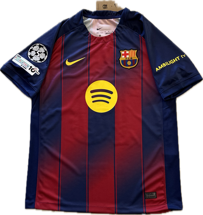 Lamine Yamal #10 FC Barcelona Nike 2025 2026 Home Jersey - Champions League 5 Ballstar MENS