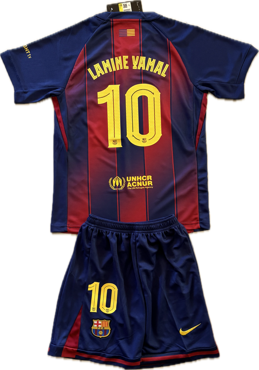 Lamine Yamal #10 Nike FC Barcelona 2025-26 Youth Kids Home Kit (Jersey + Shorts)