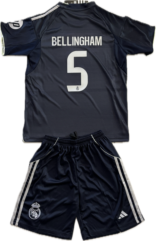 Bellingham #5 Real Madrid 2025-26 Youth Away Kit (Jersey + Shorts) Adidas Champions