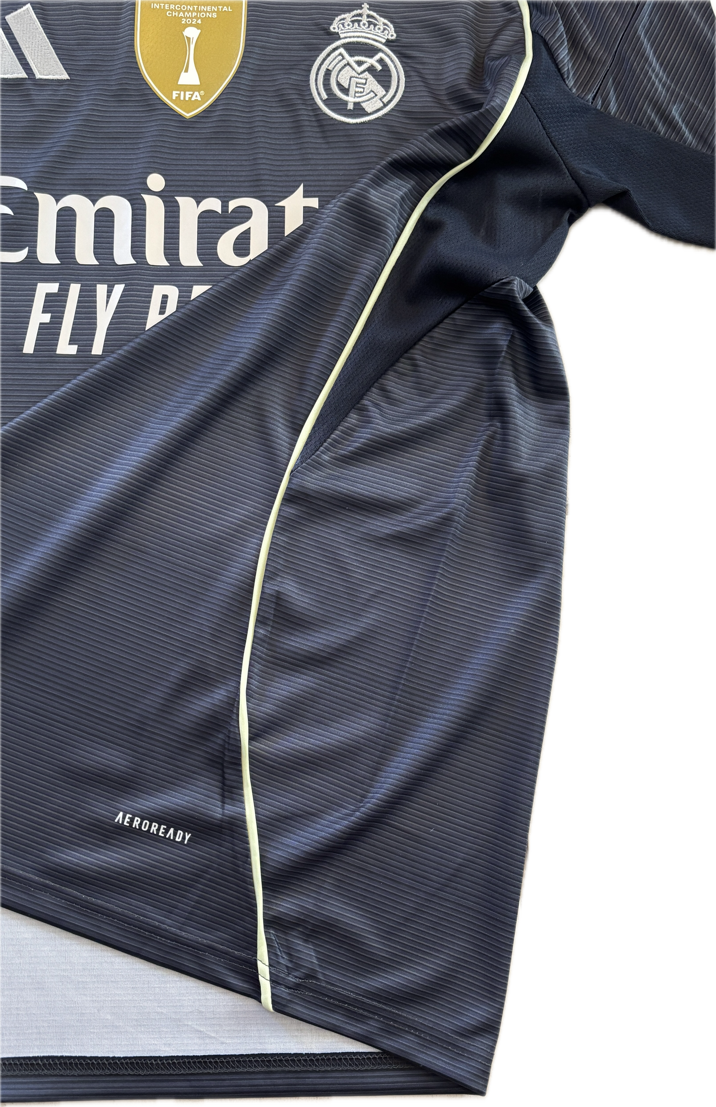 Real Madrid 2025-26 Adidas Mbappe Bellingham Away Jersey with Intercontinental & Champions League Patches