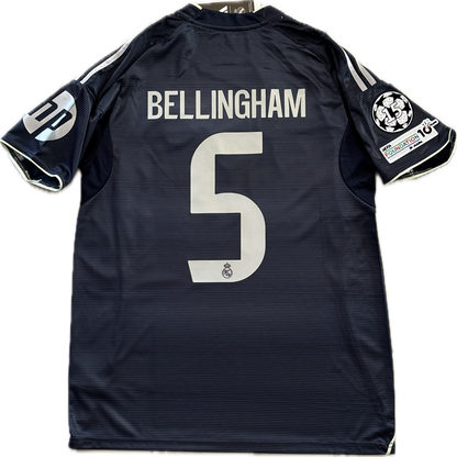Real Madrid 2025-26 Adidas Mbappe Bellingham Away Jersey with Intercontinental & Champions League Patches