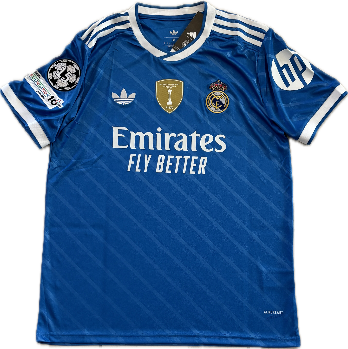 Real Madrid 2025-26 Adidas Originals Jersey with Intercontinental & 15 Champions League Patch