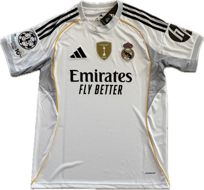 Mbappé #10 Real Madrid 2025-26 Adidas Home Jersey | Intercontinental & 15x Champions League Patches