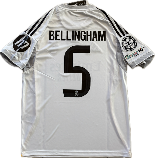 Bellingham #5 Real Madrid 2025-26 Adidas Home Jersey | Intercontinental & 15x Champions League Patches