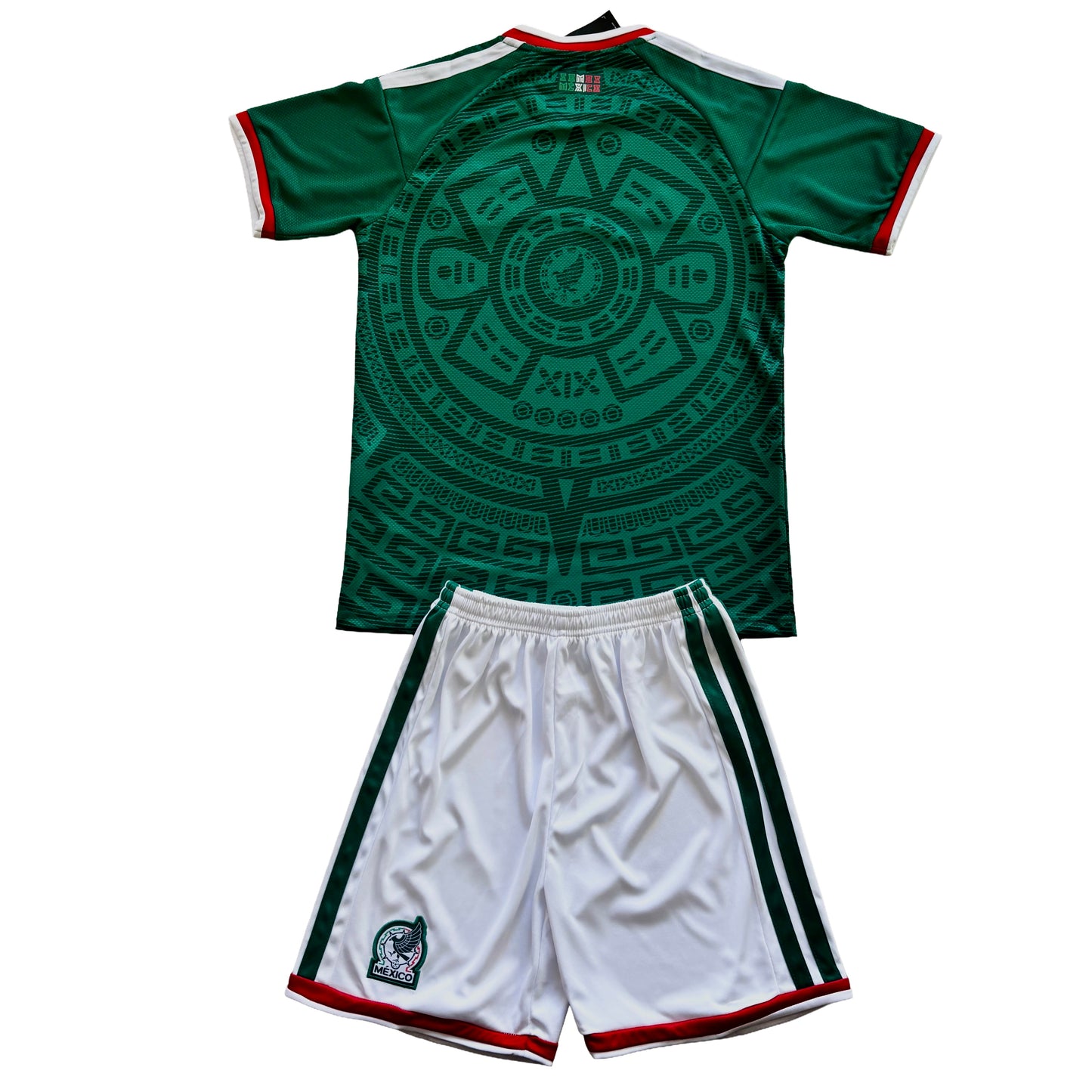 Mexico 2026 Aztec Sun Stone Green Youth Kids Jersey & Shorts Kit World Cup Special Edition
