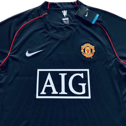 Manchester United 2007/2008 Cristiano Ronaldo Black Long Sleeve Soccer Jersey MENS Away Champions League
