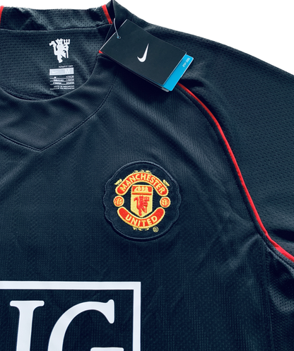Manchester United 2007/2008 Cristiano Ronaldo Black Long Sleeve Soccer Jersey MENS Away Champions League