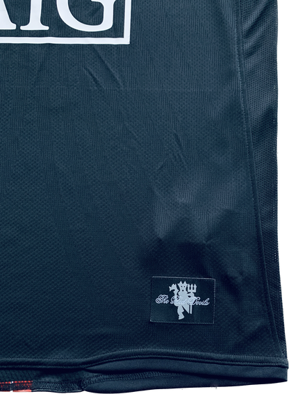 Manchester United 2007/2008 Cristiano Ronaldo Black Long Sleeve Soccer Jersey MENS Away Champions League