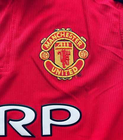 Vintage David Beckham #7 Manchester United 98/99  Umbro Red Long Sleeve Retro Jersey English Premier League Patches Retro MENS